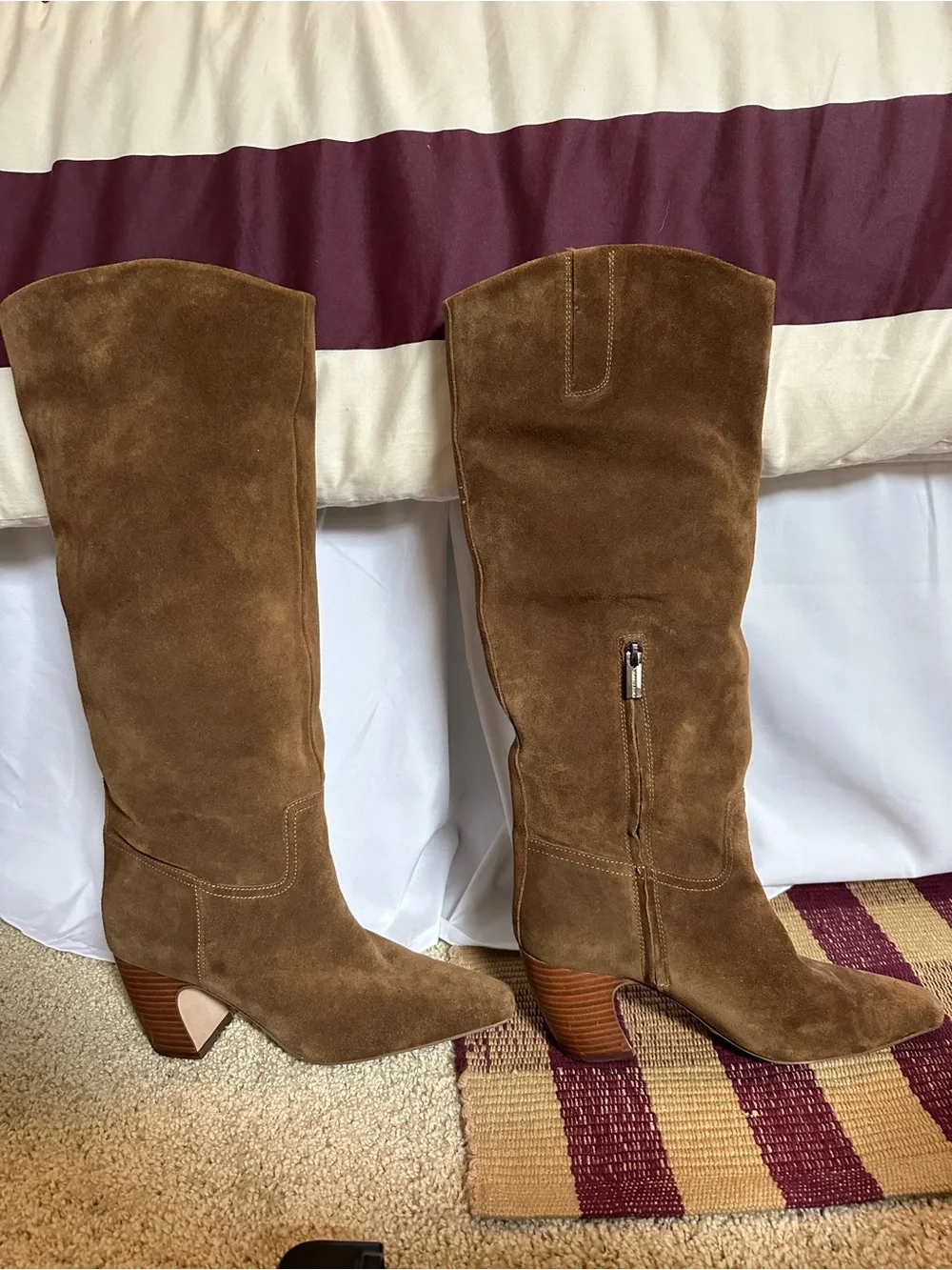 Brown Suede Knee-High Boots - wide calf sizing - Vince Camuto Cristen